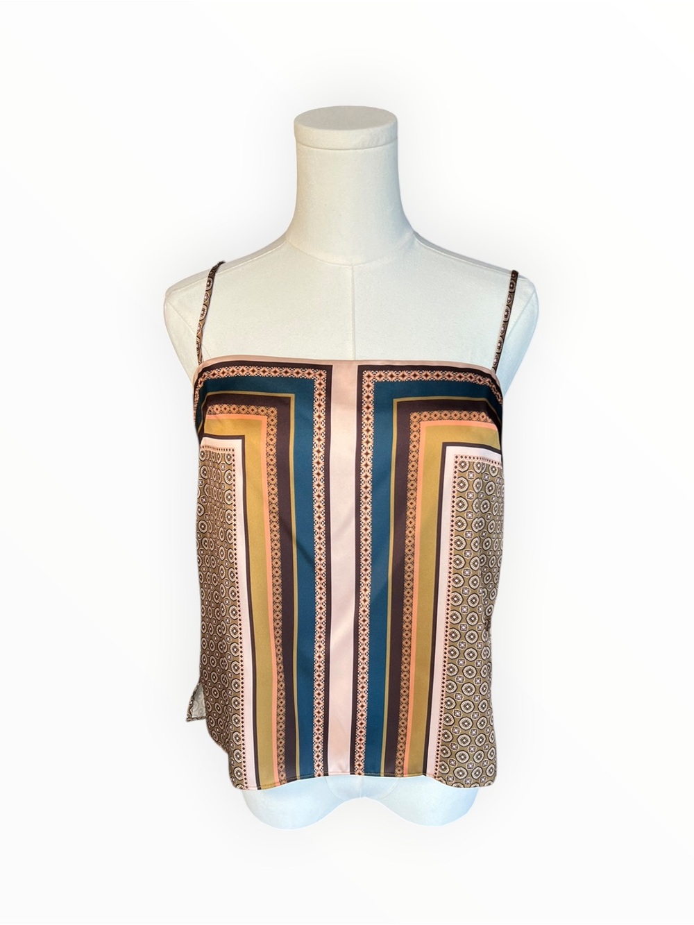 MISA Los Angeles Elva Tile Scarf Print Satin Cami Top S